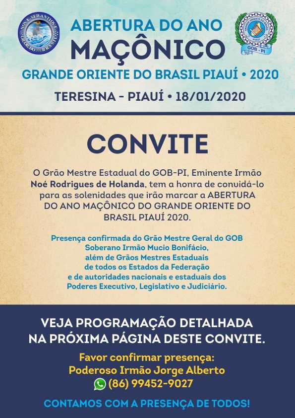 Abertura do Ano Manico Grande Oriento do Brasil - Piau 2020