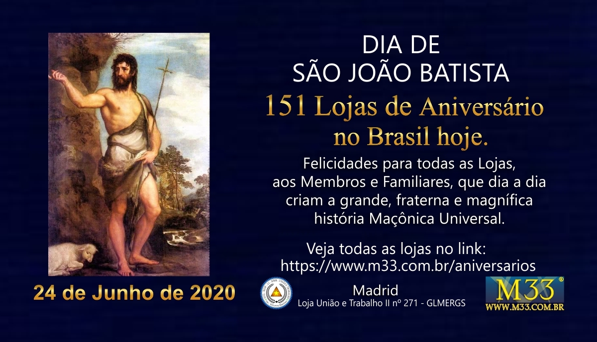 Dia de So Joo Batista e 151 Lojas de Aniversrio no Brasil nesta data.